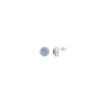Boucles d'oreilles puces en Argent avec oxyde de zirconium bleu topaze