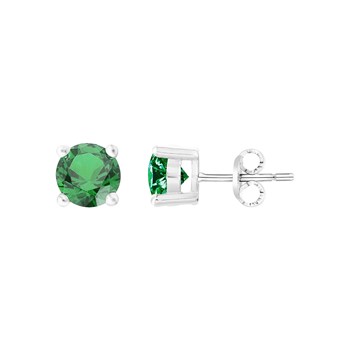 Silver Earrings with emerald green zirconium oxide