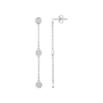 Boucles d'oreilles pendantes en Argent avec oxyde de zirconium blanc