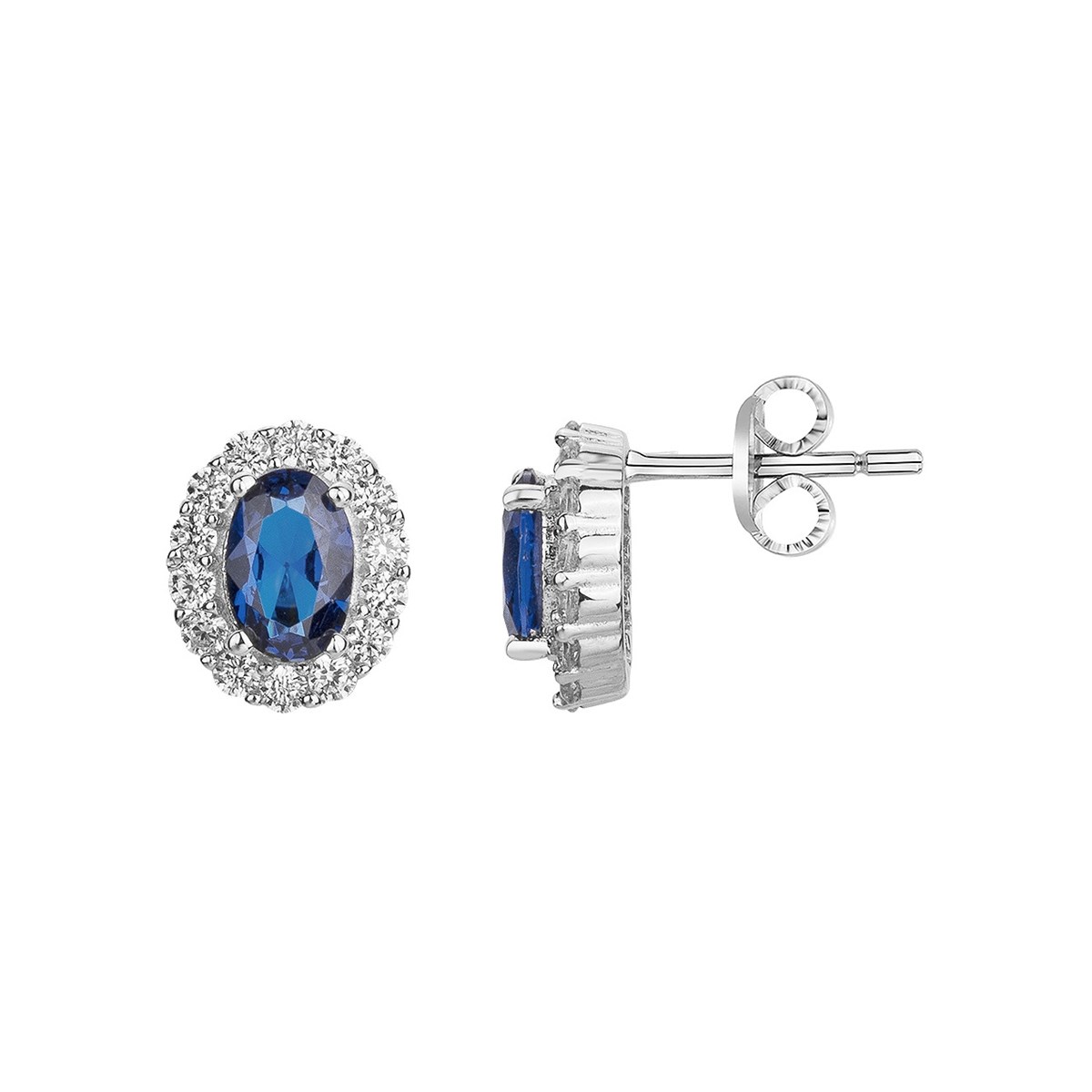 Boucles d'oreilles puces en Argent avec oxyde de zirconium bleu saphir