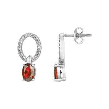 Boucles d'oreilles puces en Argent avec oxyde de zirconium rouge rubis