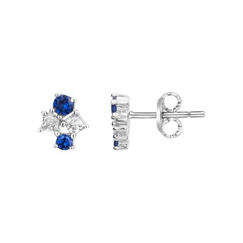 Boucles d'oreilles puces en Argent avec oxyde de zirconium bleu saphir