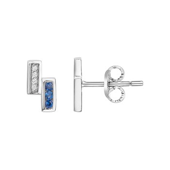 Boucles d'oreilles puces en Argent avec oxyde de zirconium bleu saphir