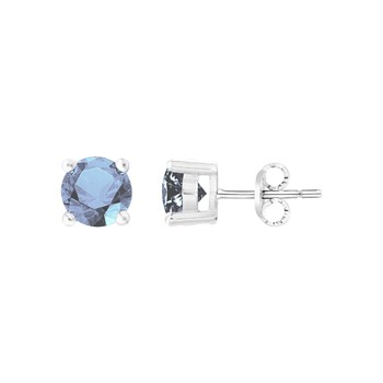 Boucles d'oreilles puces en Argent avec oxyde de zirconium bleu topaze