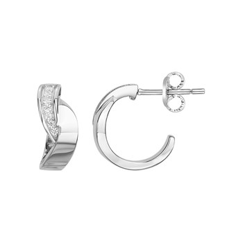 Demi-créoles en Argent avec oxyde de zirconium blanc