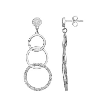 Boucles d'oreilles pendantes en Argent avec oxyde de zirconium blanc