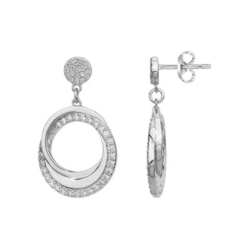 Boucles d'oreilles pendantes en Argent avec oxyde de zirconium blanc