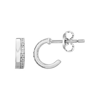 Demi-créoles en Argent avec oxyde de zirconium blanc