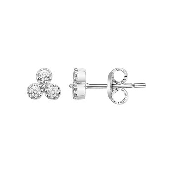 Boucles d'oreilles puces en Argent avec oxyde de zirconium blanc