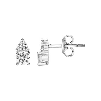 Boucles d'oreilles puces en Argent avec oxyde de zirconium blanc