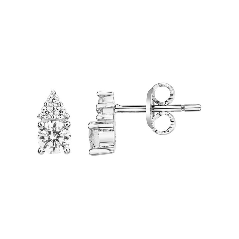 Boucles D Oreilles Puces En Argent Avec Oxyde De Zirconium Blanc THE