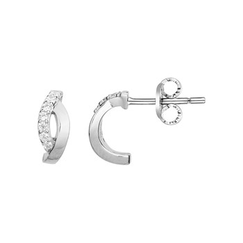 Demi-créoles en Argent avec oxyde de zirconium blanc