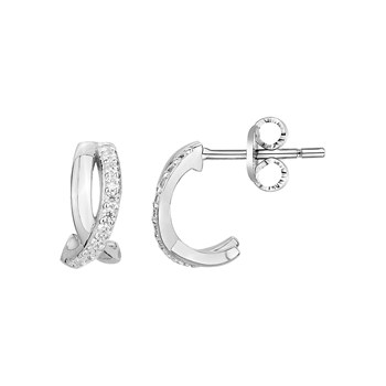 Demi-créoles en Argent avec oxyde de zirconium blanc