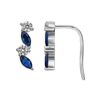 Boucles d'oreilles earcuff en Argent avec oxyde de zirconium bleu saphir