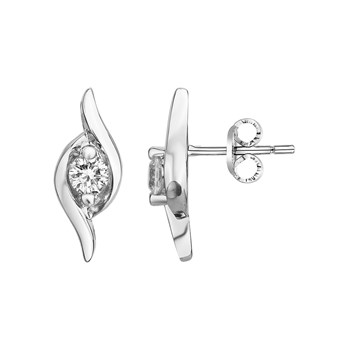 Boucles d'oreilles puces en Argent avec oxyde de zirconium blanc