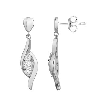Boucles d'oreilles pendantes en Argent avec oxyde de zirconium blanc
