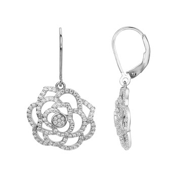 Boucles d'oreilles dormeuses en Argent avec oxyde de zirconium blanc