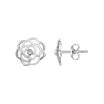 Boucles d'oreilles puces en Argent avec oxyde de zirconium blanc