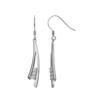 Boucles d'oreilles pendantes en Argent avec oxyde de zirconium blanc