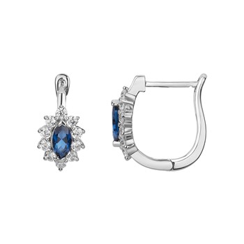Boucles d'oreilles dormeuses en Argent avec oxyde de zirconium bleu saphir