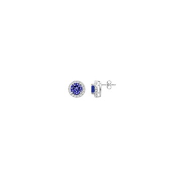 Boucles d'oreilles puces en Argent avec oxyde de zirconium bleu saphir