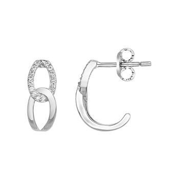 Demi-créoles en Argent avec oxyde de zirconium blanc
