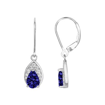 Boucles d'oreilles dormeuses en Argent avec oxyde de zirconium bleu saphir