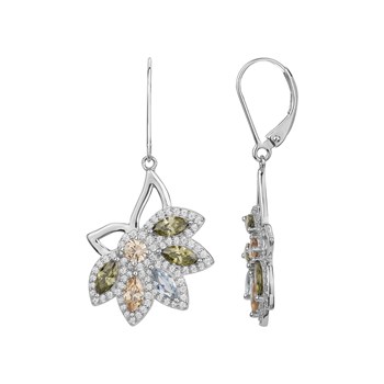 Boucles d'oreilles dormeuses en Argent avec oxyde de zirconium multicolore