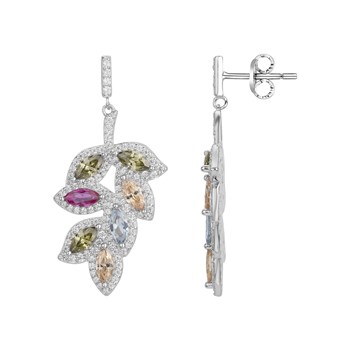 Boucles d'oreilles pendantes en Argent avec oxyde de zirconium multicolore