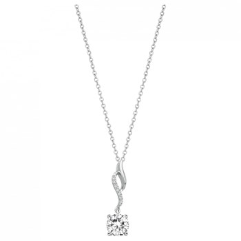 Collier mono-motif en Argent avec oxyde de zirconium blanc