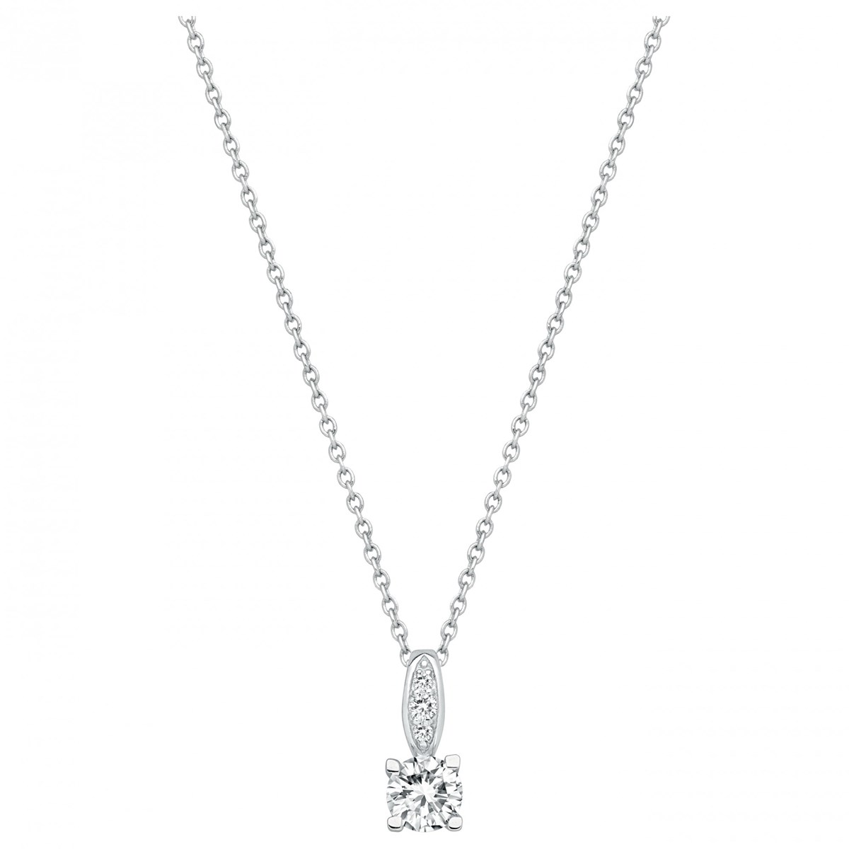 Collier mono-motif en Argent avec oxyde de zirconium blanc