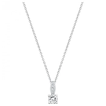 Collier mono-motif en Argent avec oxyde de zirconium blanc