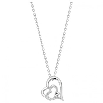 Collier mono-motif en Argent avec oxyde de zirconium blanc