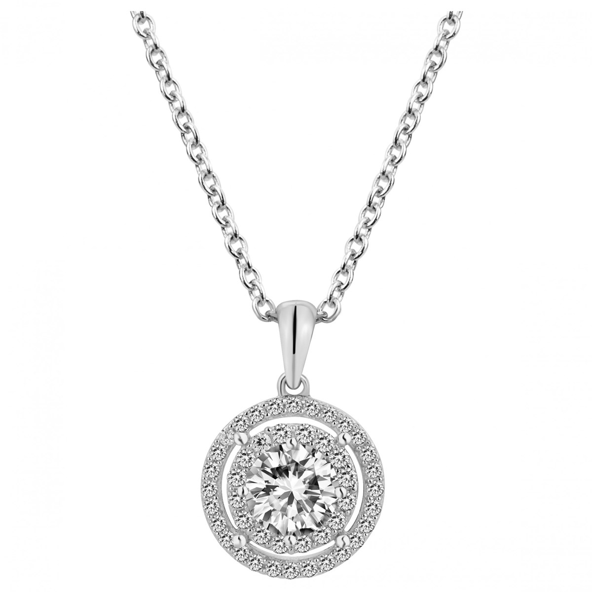 Collier mono-motif en Argent avec oxyde de zirconium blanc