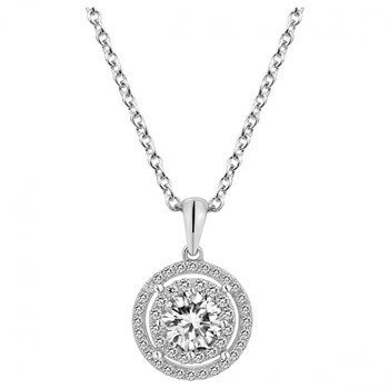 Collier mono-motif en Argent avec oxyde de zirconium blanc