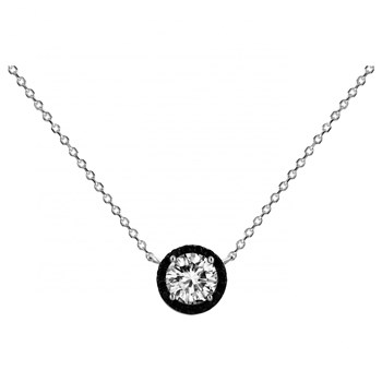 Collier mono-motif en Argent avec oxyde de zirconium noir
