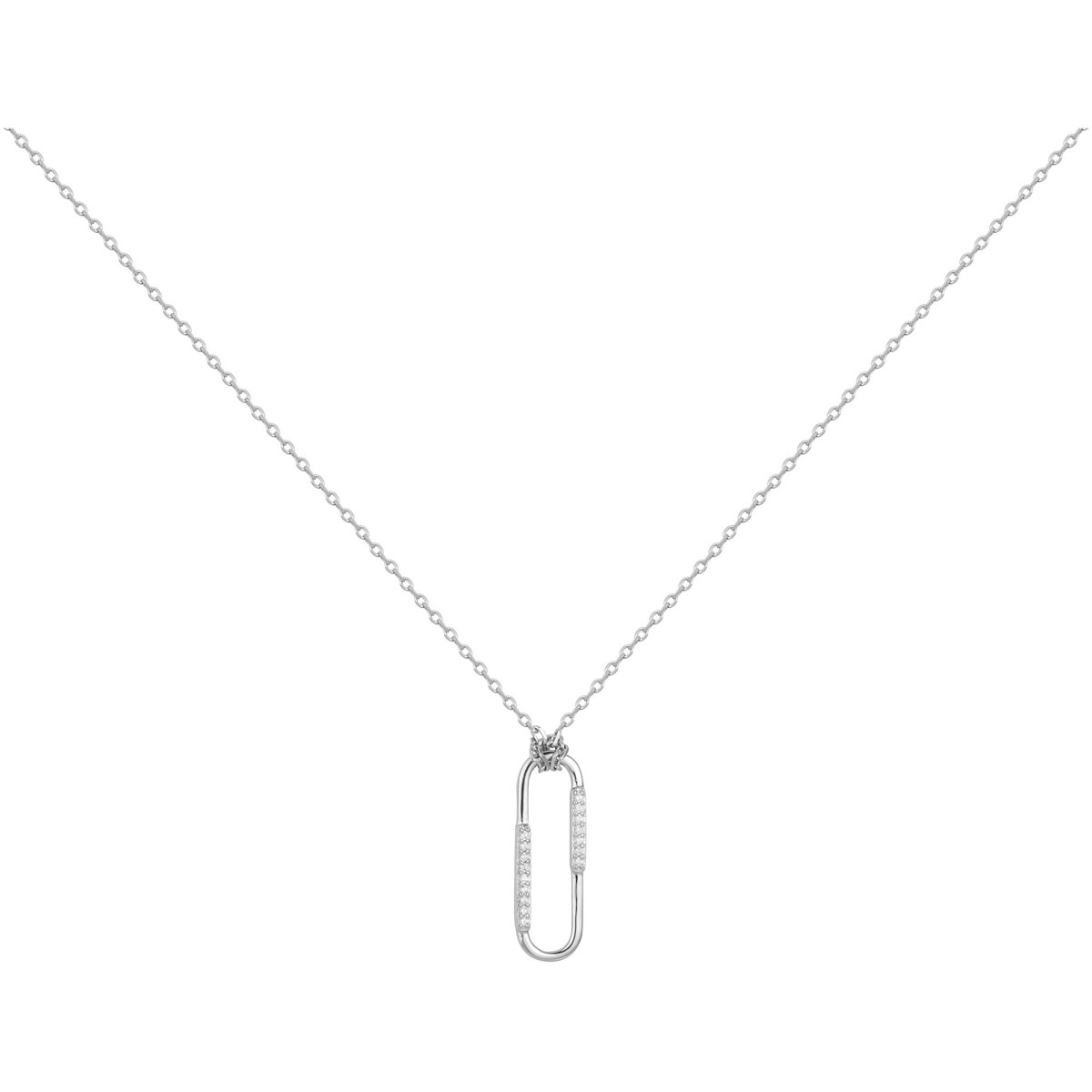 Collier mono-motif en Argent avec oxyde de zirconium blanc