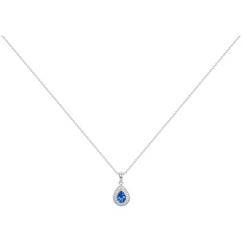 Collier mono-motif en Argent avec oxyde de zirconium bleu saphir