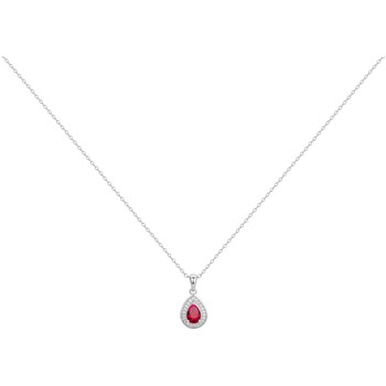 Collier mono-motif en Argent avec oxyde de zirconium rouge rubis