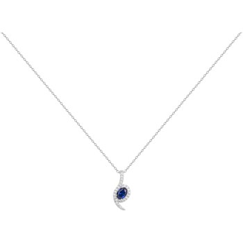 Collier mono-motif en Argent avec oxyde de zirconium bleu saphir