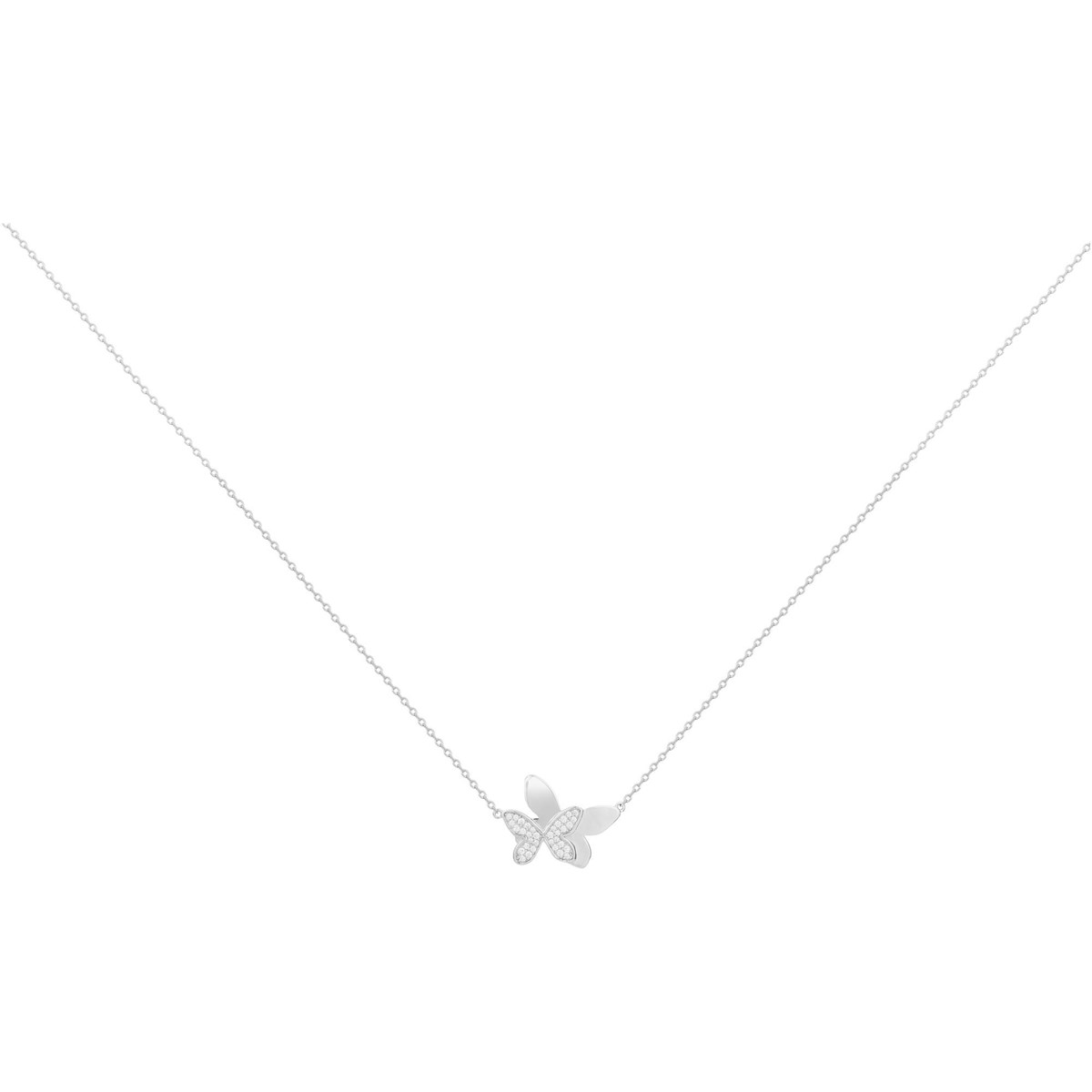 Collier mono-motif en Argent avec oxyde de zirconium blanc