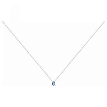 Collier mono-motif en Argent avec oxyde de zirconium bleu topaze