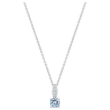 Collier mono-motif en Argent avec oxyde de zirconium bleu topaze