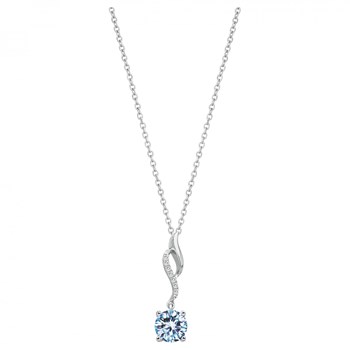 Collier mono-motif en Argent avec oxyde de zirconium bleu topaze
