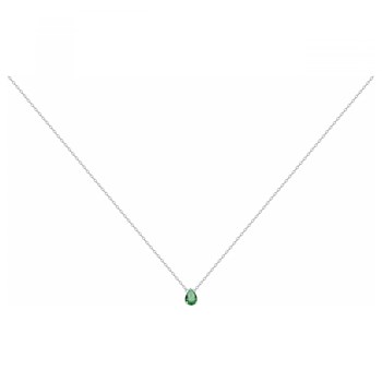 Collier mono-motif en Argent avec oxyde de zirconium vert emeraude