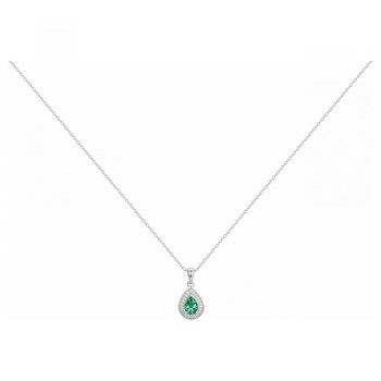 Collier mono-motif en Argent avec oxyde de zirconium vert emeraude