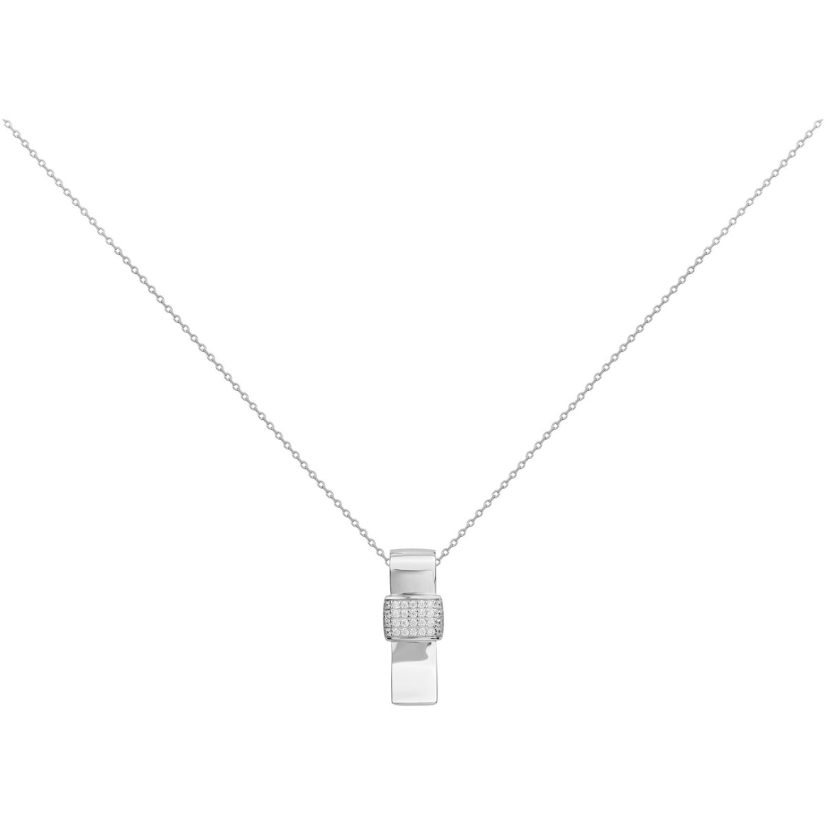 Collier mono-motif en Argent avec oxyde de zirconium blanc