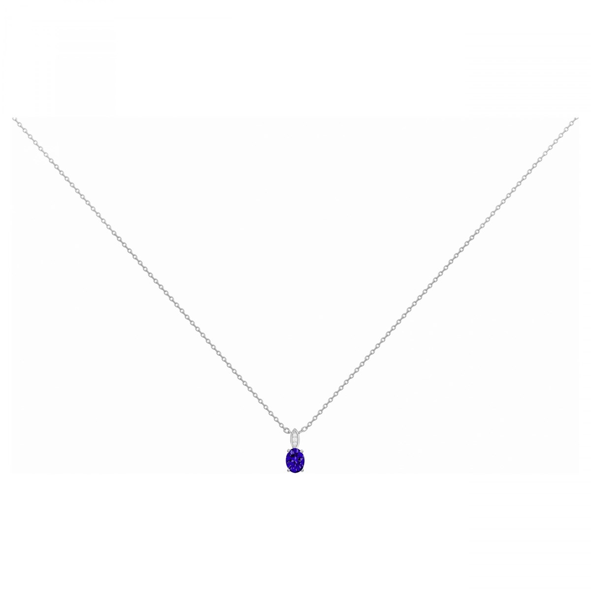Collier mono-motif en Argent avec oxyde de zirconium bleu saphir