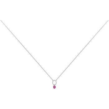 Collier mono-motif en Argent avec oxyde de zirconium rouge rubis