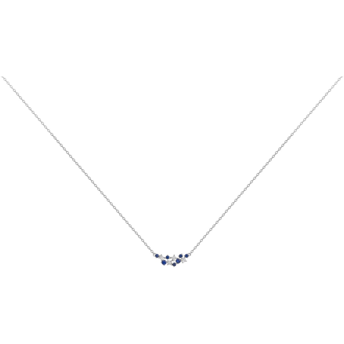 Collier mono-motif en Argent avec oxyde de zirconium bleu saphir